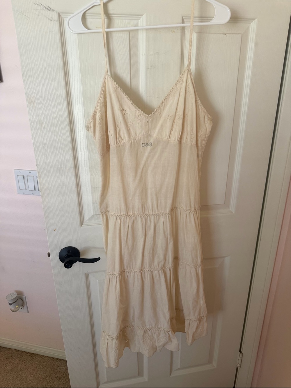Dolce & Gabbana Cream Lace-Trim Slip Dress